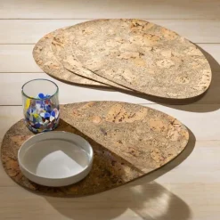 Portuguese Cork Egg-Shaped Placemats, Set of 4