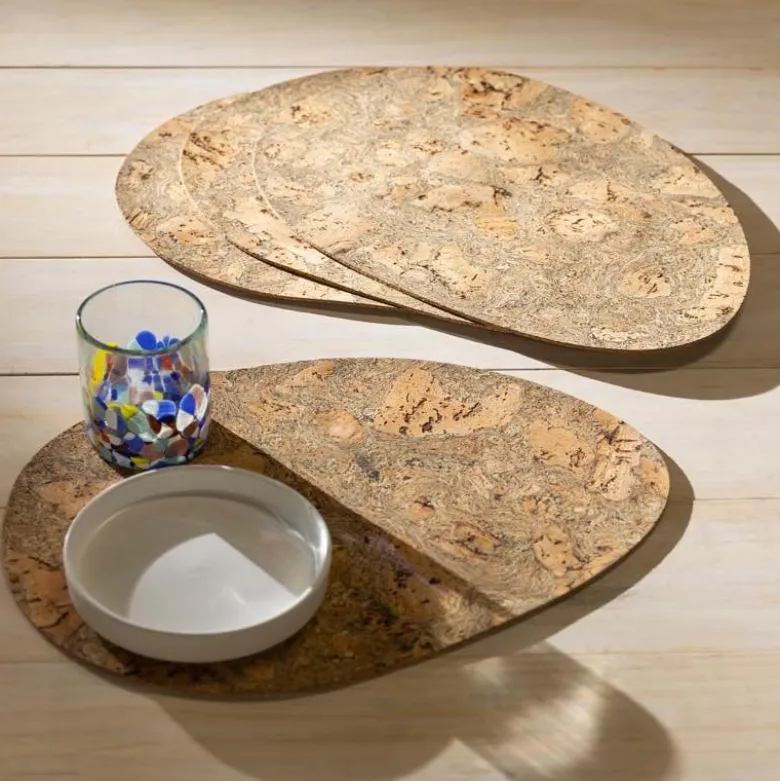 Portuguese Cork Egg-Shaped Placemats, Set of 4