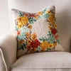 Pumpkin Wreath Hand-Hooked Wool Throw Pillow, 16" sq.