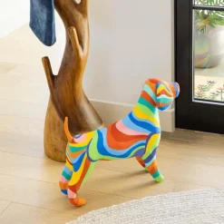 Rainbow Paper Mache Beagle Dog