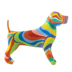 Rainbow Paper Mache Beagle Dog