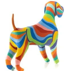 Rainbow Paper Mache Beagle Dog