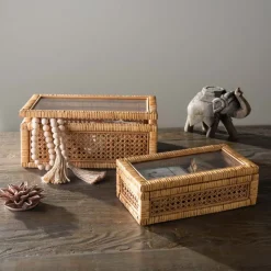 Rattan Display Boxes, set of 2