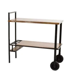 Reclaimed Live-Edge Wood Bar Cart