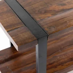 Reclaimed Wood and Metal Bench with Shelf