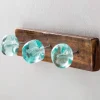 Recycled Glass and Reclaimed Wood Hooks - 3 Hook