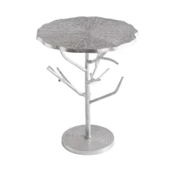 Recycled Metal Branch Side Table - Silver