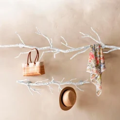 Recycled Metal Branch Wall Rack, 5' - White
