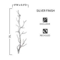 Recycled Metal Branch Wall Rack, 3' - Silver
