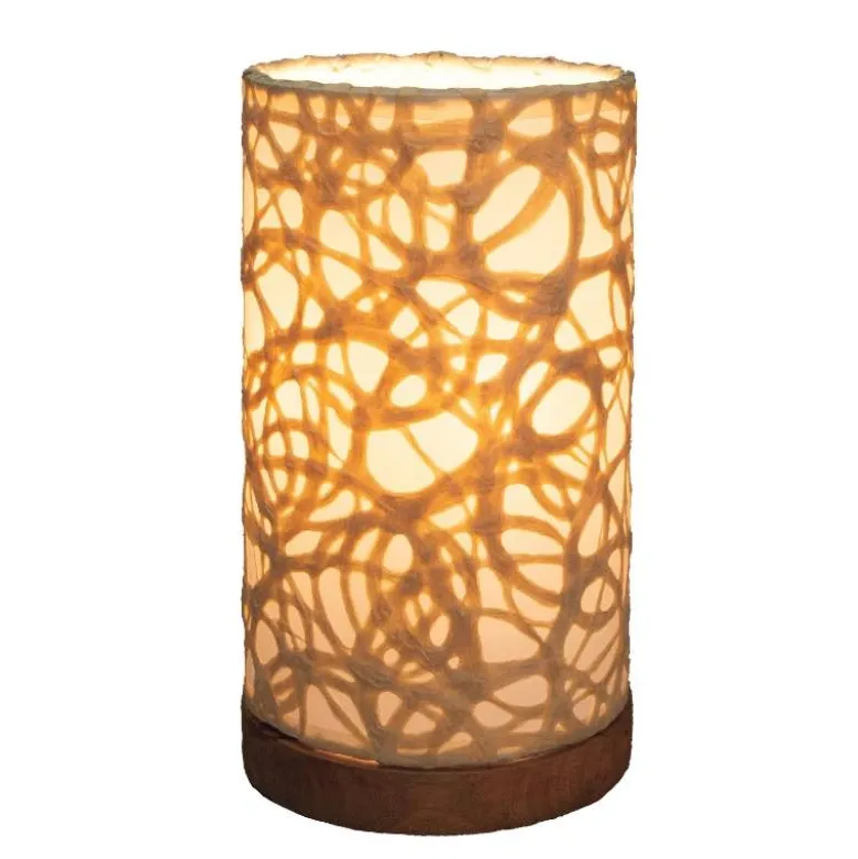 Recycled Paper Mini Lamp on Mango Wood Base - Swirl