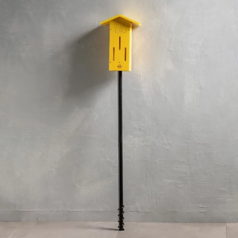 Recycled Plastic Yellow Butterfly House, Pole Mounted