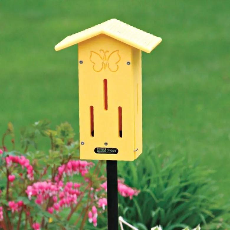 Recycled Plastic Yellow Butterfly House, Pole Mounted