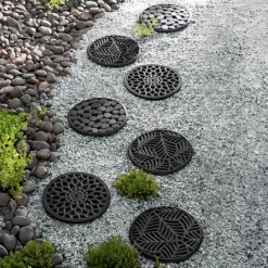 Recycled Rubber Garden Stepping Mats, Set of 3 - Pebble