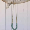 Recycled Sea Glass Beaded Brass Necklace (aqua)