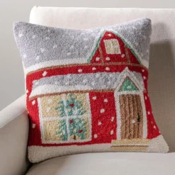 Red House Hand-Hooked Wool Pillow