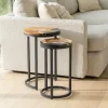 Round Wood Wave Nesting Tables, Set of 2