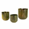 Rustic Verdigris Iron Planters, Set of 3