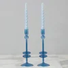 10" Sapphire Blue Glass Candlesticks, set of 2