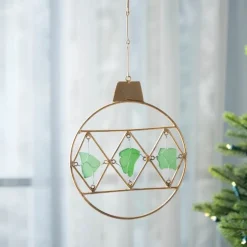 Seaglass and Metal Ornament - Round