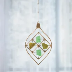 Seaglass and Metal Ornament, Teardrop Finial
