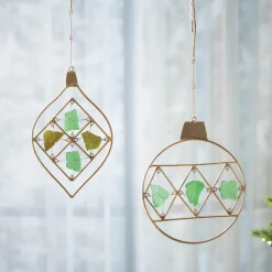 Seaglass and Metal Ornament, Teardrop Finial