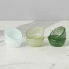 Set of 6 Glass Pinch Pots in Green Tones