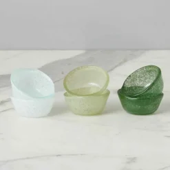 Set of 6 Glass Pinch Pots in Green Tones