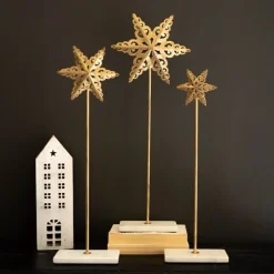 Set of 3 Metal Stars on Marble Bases