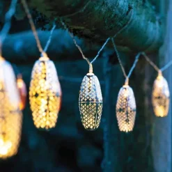 Silver Metallic Marrakesh Star Solar String Lights, 10 pc.