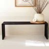 Slatted Black Metal Bench Console