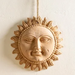 Smiling Terracotta Sun Hanging Wall Art