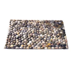Smooth River Rock Stone Floor Mat, Indoor/ Outdoor - Multi