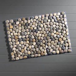 Smooth River Rock Stone Floor Mat, Indoor/ Outdoor - Multi
