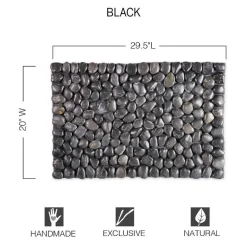 Smooth River Rock Stone Floor Mat, Indoor/ Outdoor - Black