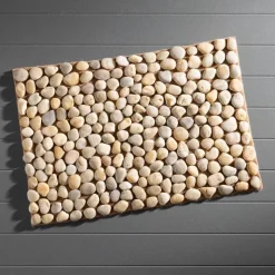Smooth River Rock Stone Floor Mat, Indoor/ Outdoor - Ochre
