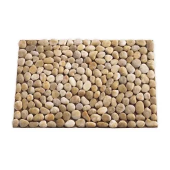 Smooth River Rock Stone Floor Mat, Indoor/ Outdoor - Ochre
