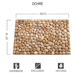 Smooth River Rock Stone Floor Mat, Indoor/ Outdoor - Ochre