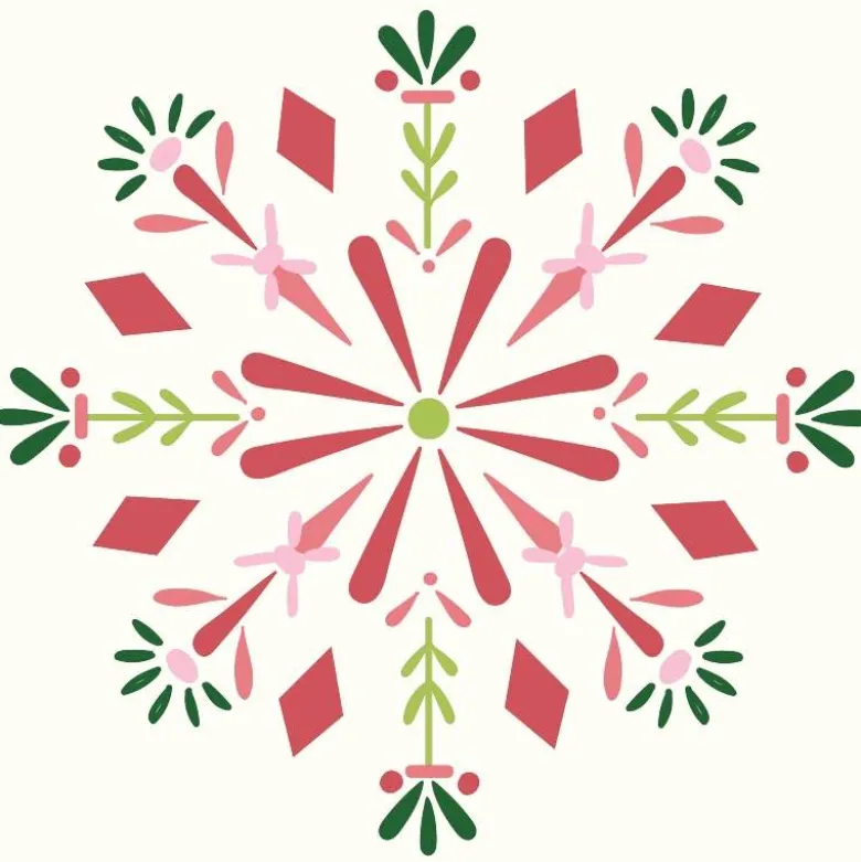 Snowflake Pattern Hooked Wool Pillow, 16" sq.