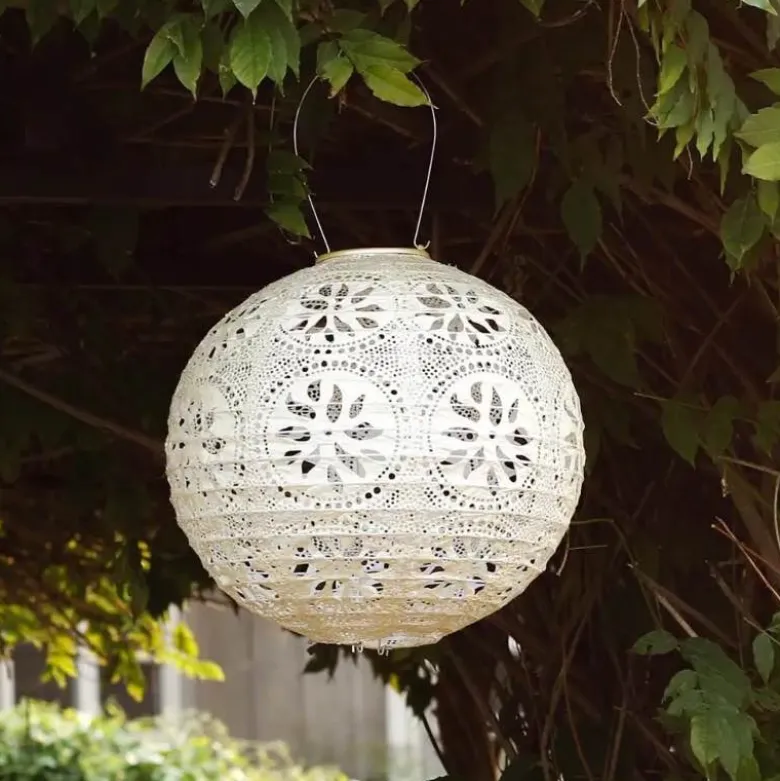 Soji Stella Boho Globe Solar Lantern - Pearl