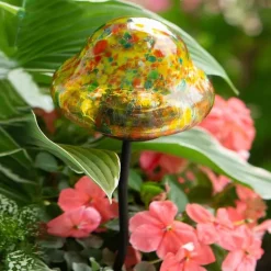 Solar-Powered Yellow Mushroom Garden Stake