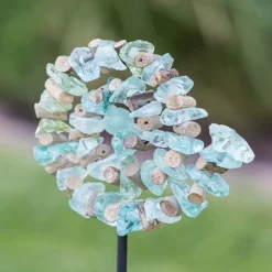 Spiral Glass and Driftwood Garden Stake