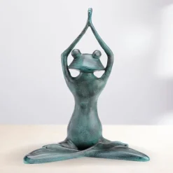 Stretching Yoga Frog Garden Sculpture