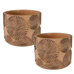 Sunburst Cement Large Cachepot, Set of 2