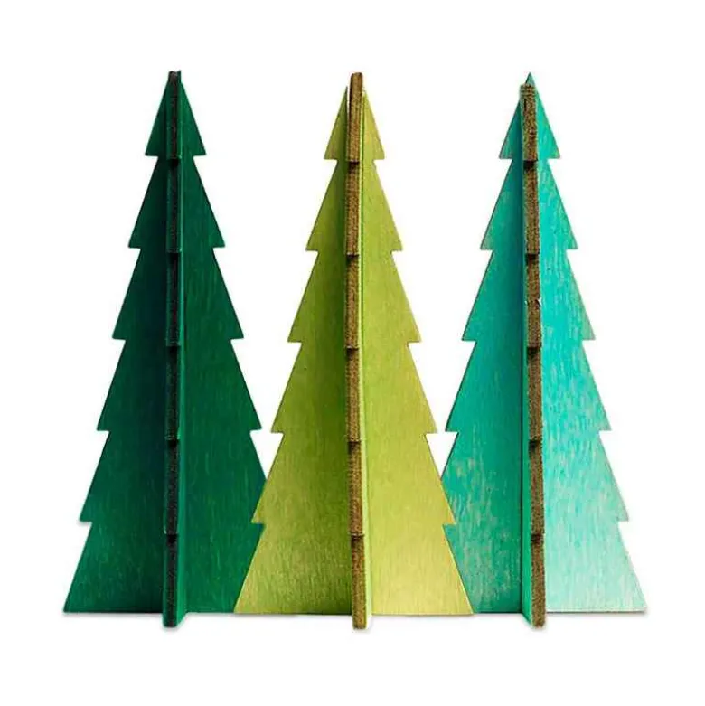 Tannenbaum Tabletop Wood Christmas Tree, Set of 3 - Green