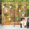 Teak Wood Privacy Screen/ Plant Stand, 5 Rings