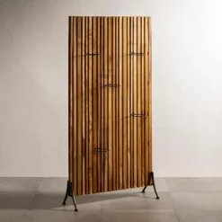 Teak Wood Privacy Screen/ Plant Stand, 5 Rings