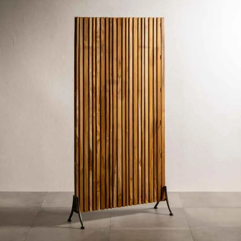 Teak Wood Privacy Screen/ Plant Stand, 5 Rings