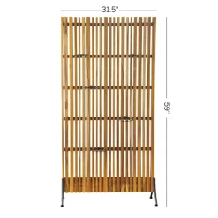 Teak Wood Privacy Screen/ Plant Stand, 5 Rings
