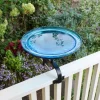 12" Teal Crackle Glass Bird Bath with Railing Mount