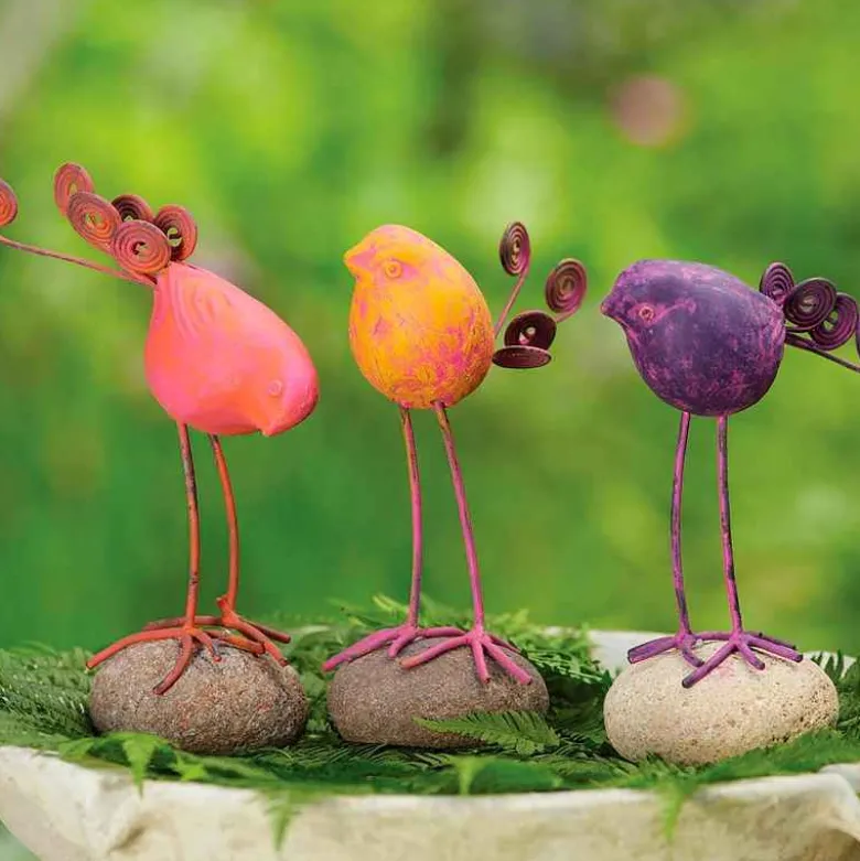 Terracotta Bird on Stone Figurine - Spice